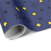 Night Sky Niedlich Yellow Stars auf Navy Blue Patt Geschenkpapier (Rolleneckpunkt)