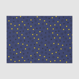 Night Sky Niedlich Yellow Stars auf Navy Blue Patt Seidenpapier