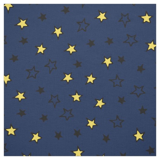 Night Sky Niedlich Yellow Stars auf Navy Blue Patt Stoff (Muster)
