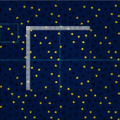 Night Sky Niedlich Yellow Stars auf Navy Blue Patt Stoff (Kachel)