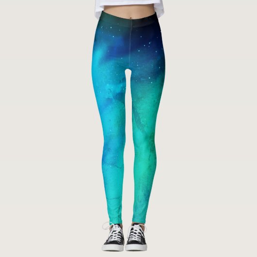 Night Sky Northern Lights Galaxy Leggings (Vorderseite)