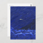 Night Sky Ocean Cliff Shooting Star Leinwand Postkarte (Vorne/Hinten)