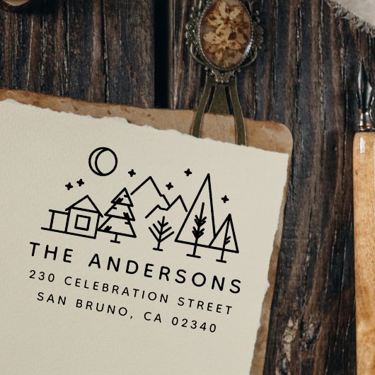 Night Sky Outdoor Scene Moderne Rücksendeadresse Permastempel