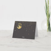 Night Sky Over Moon and Stars Celestial Gold Dankeskarte (Rückseite)