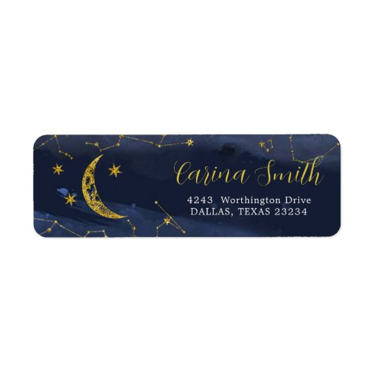 Night Sky Over Moon Baby Shower Address Label (Vorne)