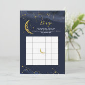 Night Sky Over Moon Baby Shower Bingo Game Einladung (Stehend Vorderseite)