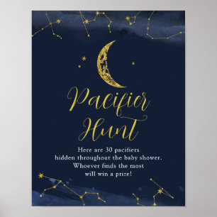 Night Sky Over Moon Baby Shower Schnuller Jagen Poster