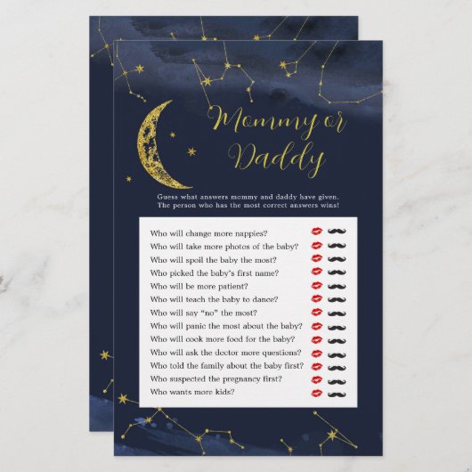 Night Sky Over Moon Mommy oder Daddy Games (Vorne/Hinten)