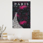 Night Sky Paris Eiffel Tower Poster (Küche)
