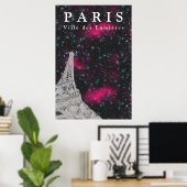 Night Sky Paris Eiffel Tower Poster (Heimbüro)