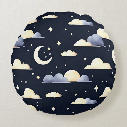 Night Sky Pattern Rundes Kissen (Vorderseite)