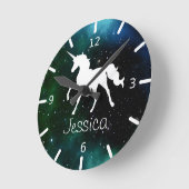 Night Sky Personalisiert Unicorn Runde Wanduhr (Winkel)