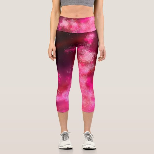 Night Sky Pink Flare Capri Leggings (Vorderseite)