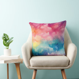 Night Sky Rainbow Abstrakte Aquarellbilder Kissen