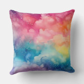 Night Sky Rainbow Abstrakte Aquarellbilder Kissen (Rückseite)