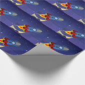 Night Sky Rocket Ship Geschenkpapier (Ecke)