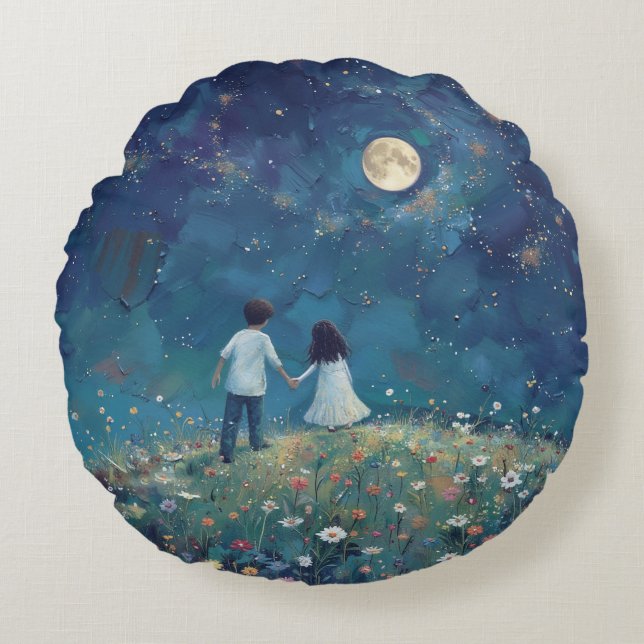 Night Sky Round Pillow Rundes Kissen (Vorderseite)