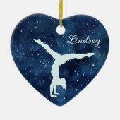 Night Sky Silver Blue Gymnast Christmas Keramik Ornament (Vorne)