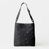 Night Sky Silver Stars auf Black Crossbody Bag Tragetaschen Mit Langen Trägern (Rückseite)