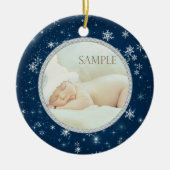 Night Sky Snowflakes Baby Foto Vorlage Keramik Ornament (Vorne)