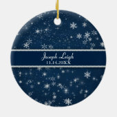 Night Sky Snowflakes Baby Foto Vorlage Keramik Ornament (Hinten)