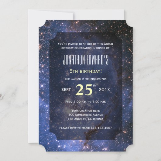 Night Sky / Space Theme Geburtstagsparty Einladung (Vorderseite)