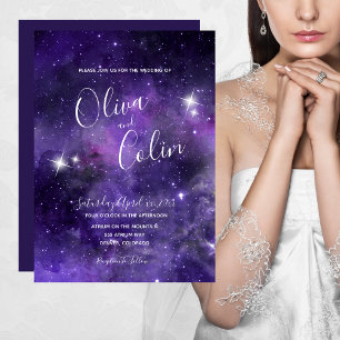 Night Sky Starlight Lila Wedding Einladung