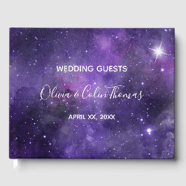 Night Sky Starlight Lila Wedding Guest Book Gästebuch