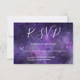 Night Sky Starlight Lila Wedding RSVP Karte