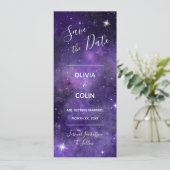 Night Sky Starlight Lila Wedding Save The Date (Stehend Vorderseite)
