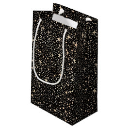 Night Sky Stars Black and Gold Kleine Geschenktüte