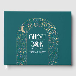 Night Sky Stars Celestial Aquamarin Wedding Gästebuch