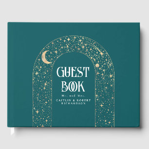 Night Sky Stars Celestial Aquamarin Wedding Gästebuch