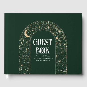 Night Sky Stars Celestial Emerald Green Wedding Gästebuch