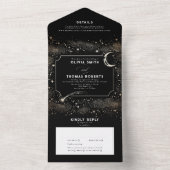 Night Sky Stars Celestial Mystical Black Wedding All In One Einladung (Innen Boden)
