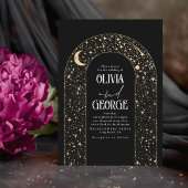 Night Sky Stars Celestial Romantic Black Wedding Einladung