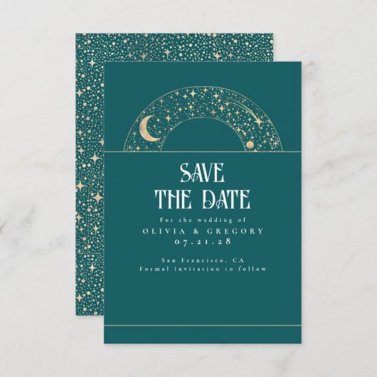 Night Sky Stars Celestial Save the Date (Vorne/Hinten)