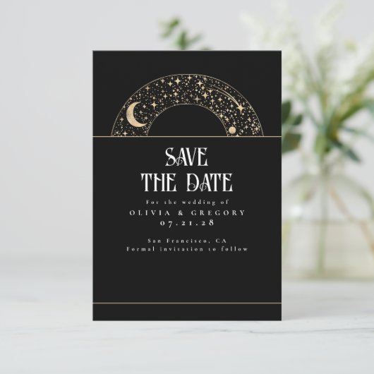 Night Sky Stars Celestial Save the Date (Stehend Vorderseite)