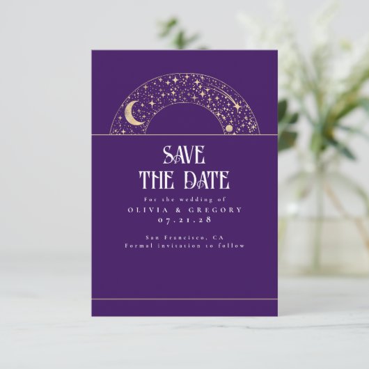 Night Sky Stars Celestial Save the Date (Stehend Vorderseite)