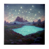 Night Sky Stars Fantasy Landschaft Fliese (Vorderseite)