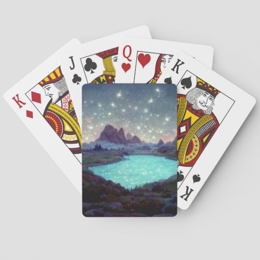 Night Sky Stars Fantasy Landschaft Spielkarten (Rückseite)