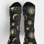 Night Sky Stars & Moon Chalk Zeichnend Muster Socken (Oben)