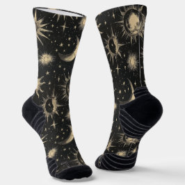 Night Sky Stars & Moon Chalk Zeichnend Muster Socken