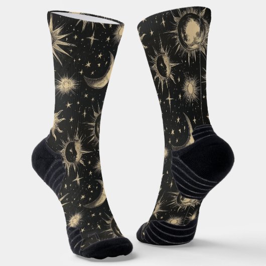 Night Sky Stars & Moon Chalk Zeichnend Muster Socken (Gewinkelt)