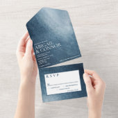 Night Sky Stars Navy Blue White All In One Einladung (Abreißen)