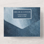 Night Sky Stars Navy Blue White All In One Einladung (Rückseite)