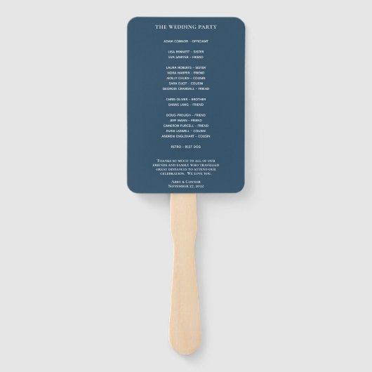 Night Sky Stars Navy Blue White Fan Programm Fächer (Rückseite)