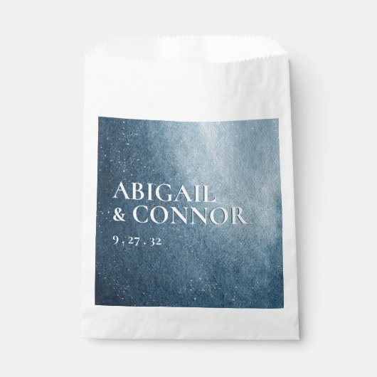 Night Sky Stars Navy Blue White Favor Box Geschenktütchen (Vorderseite)