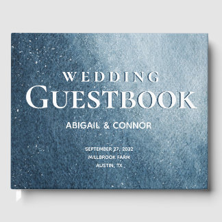 Night Sky Stars Navy Blue White Gästebuch