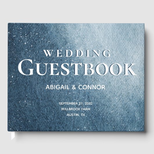 Night Sky Stars Navy Blue White Gästebuch (Vorderseite)